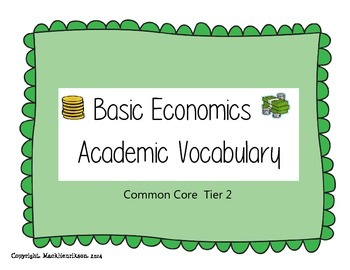 Preview of Economic Vocabulary