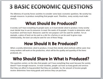 three economic questions assignment