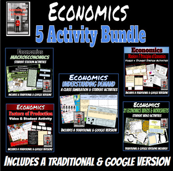 Preview of Economics | 5 Complete Lessons | Plus 20+ Video Activities | Bundle