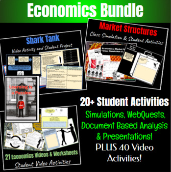 Preview of Economics Activity Bundle | 20 + Simulations, Videos, Web-Quests & More!