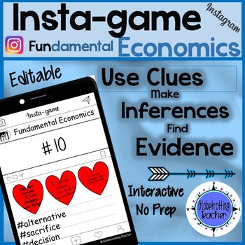 Preview of Economics Vocabulary Activity Game - Instagram (Editable Insta-game)