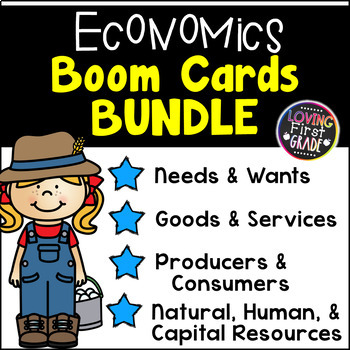 Preview of Economics BUNDLE | Boom Cards | Needs & Wants, Producers & Consumers & More!