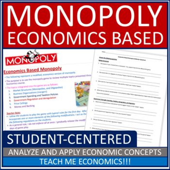 Preview of Economics Based Monopoly Game for Review, Market Structures, Government, Finance