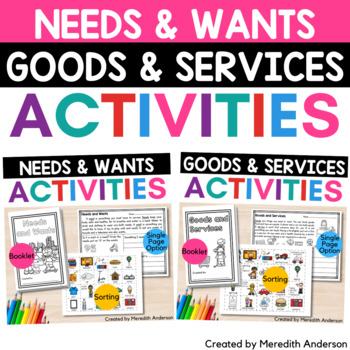 Preview of Needs and Wants Goods and Services Sorting Activities and Booklet for Economics