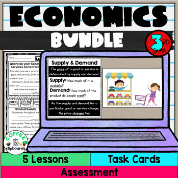 Preview of Economics Bundle for 3rd - Lessons, Activities, Test SS3E1, SS3E2, SS3E3, SS3E4