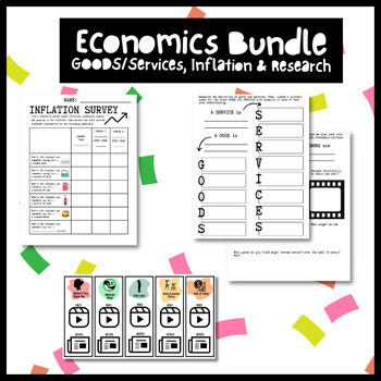 Preview of Economics Bundle (goods/services, inflation & research)