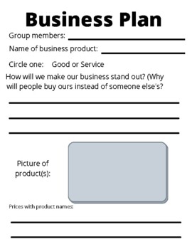 Preview of Economics- Business Plan Worksheet