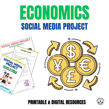 Preview of Economics Course Social Media Project with Templates & Digital Resources