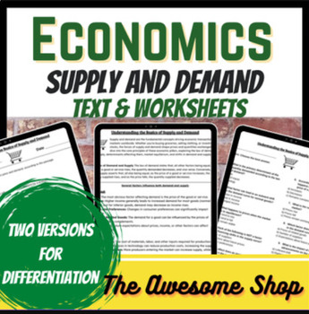 Preview of Economics Supply and Demand Differentiated Articles & Worksheets for High School