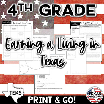 Preview of Economics: Earning a Living in Texas 4th Grade Social Studies Reading TEKS 4.11A