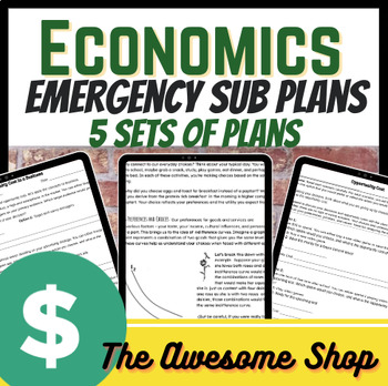 Preview of Economics Emergency Sub Plan Pack for High School  Business, Econ, or Marketing