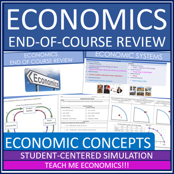 Preview of Economics End of Year Course Review Packet PowerPoint Note Packet Tests Distance