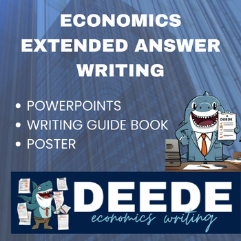 Preview of Economics Extended Answer Writing - Guide Book, PowerPoint & DEEDE Poster