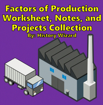Preview of Economics: Factors of Production Worksheet, Notes, and Projects Collection