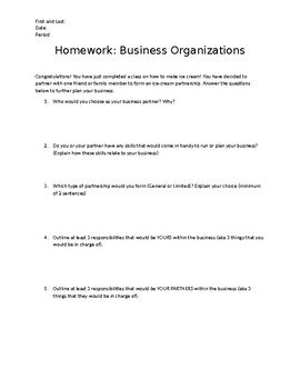 home economics assignments examples