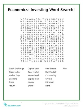 Preview of Investing Word Search!