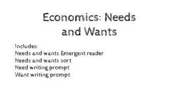 Preview of Economics - Kindergarten Needs and Wants