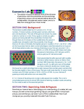 Preview of Economics Lab: Gambling
