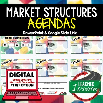 Preview of Economics Marketing Structures Agenda PowerPoint & Google Slides Civics Agenda