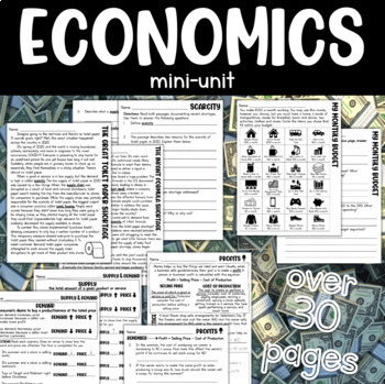 Preview of Economics Mini Unit: Goods, Services, Supply, Demand, Budget, Producer, Consumer