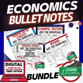 Preview of Economics Outline Notes, Bullet Notes, Test Prep, Free Enterprise BUNDLE