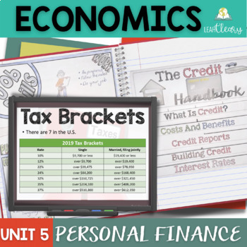 Preview of Economics Personal Finance Interactive Notebook Unit with Lesson Plans