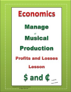 Preview of Economics Profits and Losses Manage a Musical Production Grades 3-6