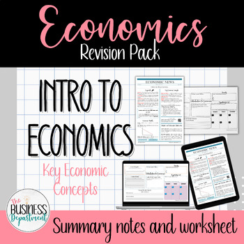 Preview of Economics Revision | Introduction to Economics | Revision Notes and Worksheet |