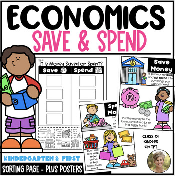 Preview of Save or Spend - Money Posters & Sort Economics Kinder & 1st - Financial Literacy
