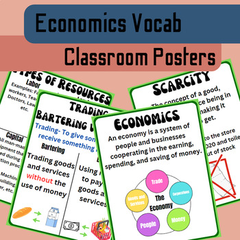 Preview of Economics Terms Posters| Social Studies Anchor Charts & Bulletin Board