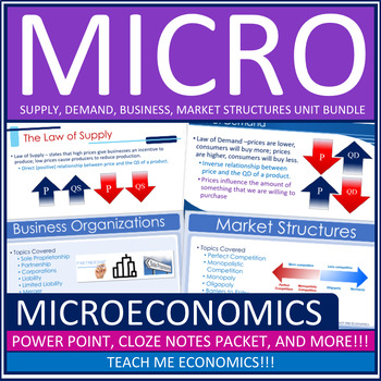Preview of Microeconomics Supply & Demand Business Market Structures Economics Unit Bundle