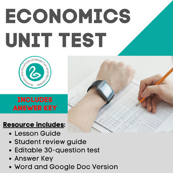 Preview of Economics Unit Exam | Test and Review for Business, Economics, Entrepreneurship