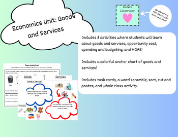 Preview of Economics Unit: Goods and Services