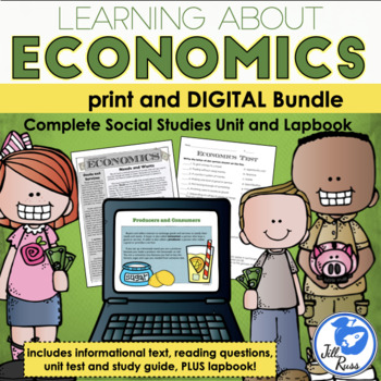 Preview of Economics Unit, Lapbook, Print & Digital Distance Learning Bundle