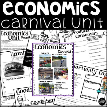 Preview of Economics Unit Lessons, Activities, and Real World Carnival