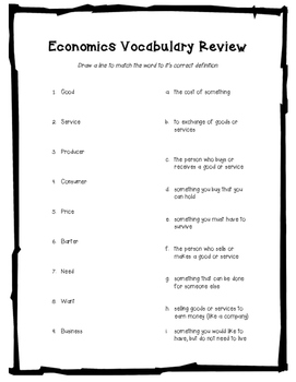 economics vocabulary assignment