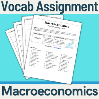 Preview of Economics - Vocabulary Assignment (Macroeconomics)