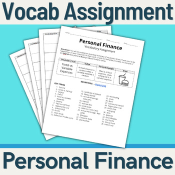 Preview of Economics - Vocabulary Assignment (Personal Finance)
