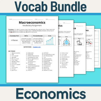 Preview of Economics - Vocabulary Assignments (Complete Course)