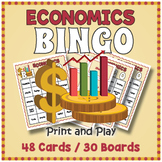 Economics Vocabulary BINGO & Memory Matching Card Game Activity