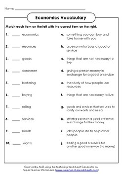 Match each vocabulary term on the left with its