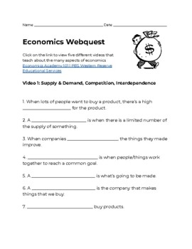 Preview of Economics Webquest