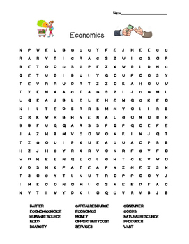 Economics Word Search--Essential Vocabulary! by 4 Little Baers | TpT