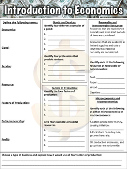 Preview of Economics Worksheet