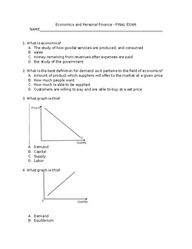 Preview of EPF - Economics & Personal Finance Final Exam wKey(80 Multiple Choice Questions)