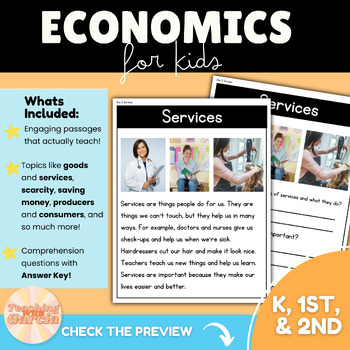 Preview of Economics for K-2: Free Comprehension Reading Passages