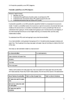 Preview of Economics iGCSE. Unit 1: PPCs.