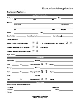 Preview of Economics/Personal Financial Literacy- Real Life Simulation- Job Application