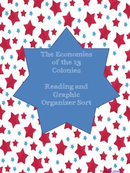 Preview of Economies of the 13 Colonies Reading and Graphic Organizer Sort