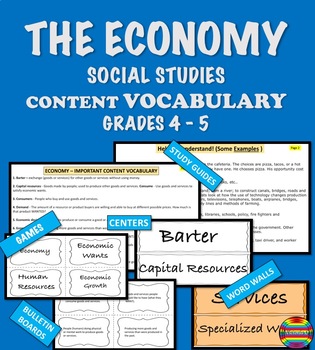 Preview of ECONOMY  Content Vocabulary - Social Studies Grade 4 - 5 I HAVE WHO HAS?